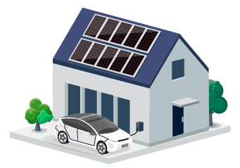 Home EV charging station installed in a residential garage, providing a safe and convenient solution for charging electric vehicles at home.