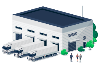 Industrial EV charging station with high-capacity chargers, designed for electric trucks and heavy-duty vehicles, located in a spacious and robust industrial complex.